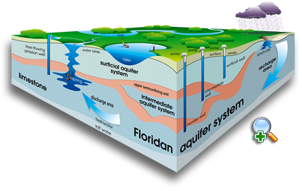Cutaway illustration of the Floridan aquifer